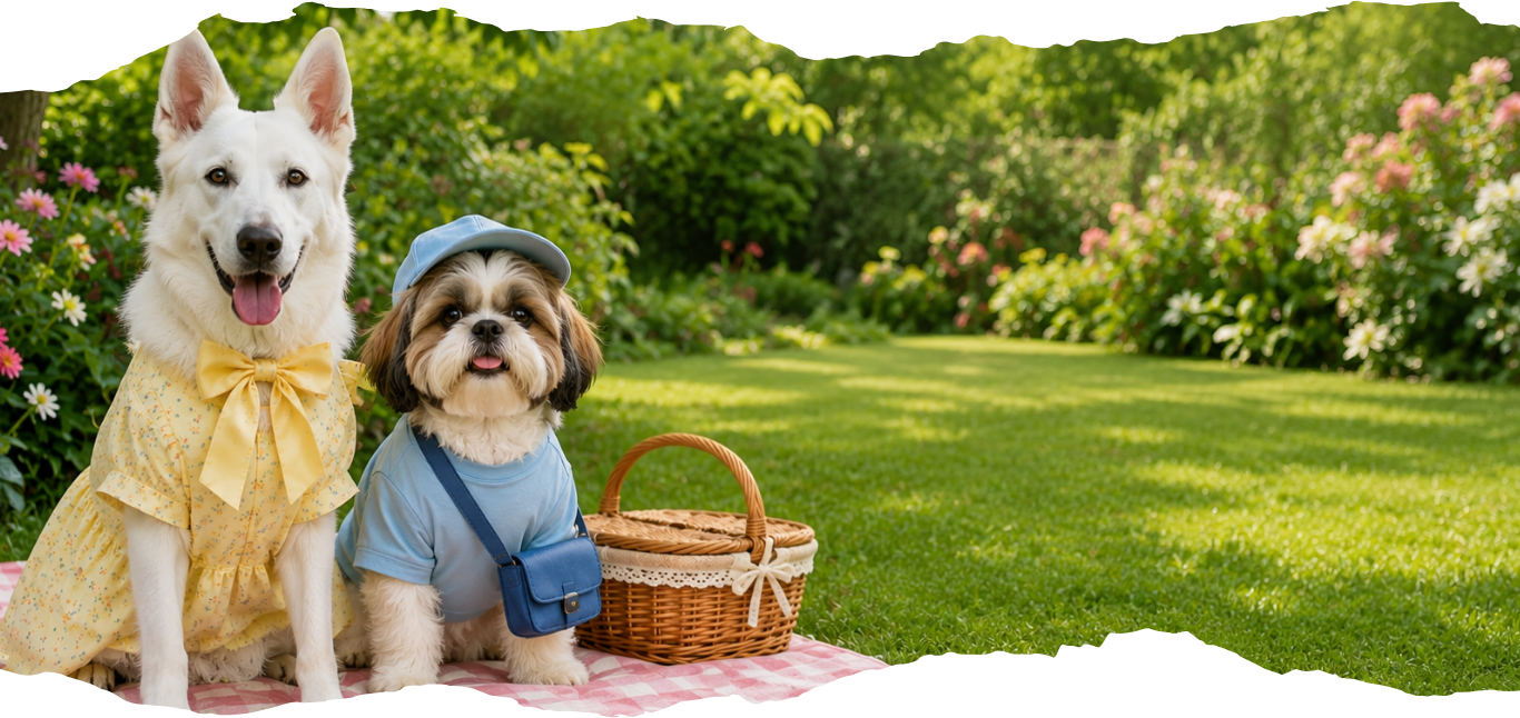 Alfie and Tara enjoying a summer picnic