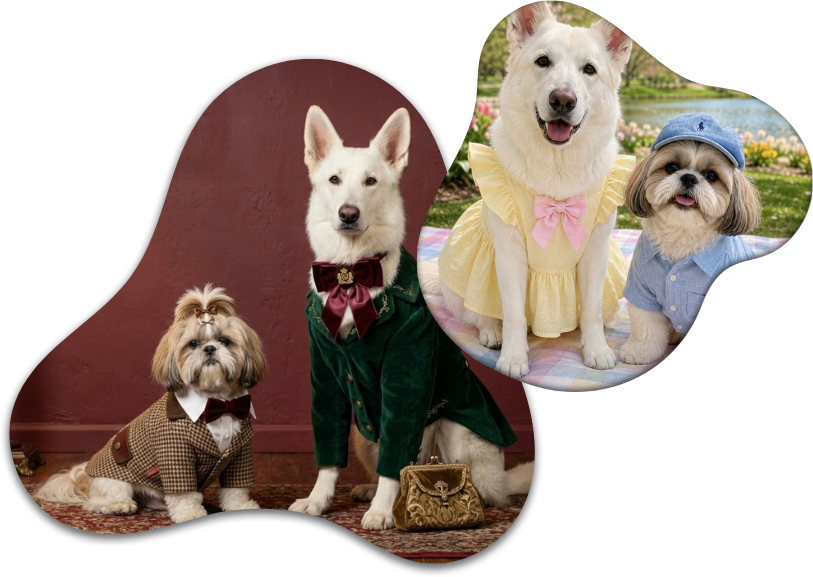 Pets styled for parties and picnics